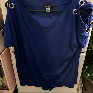 Cable & Gauge Women's Royal Blue Blouse with Grommet Details